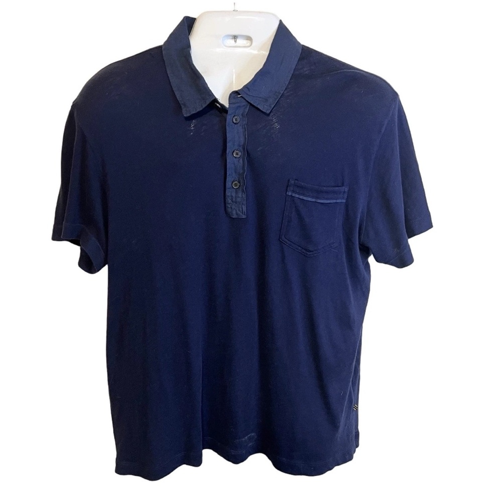 Billy Reid Cashmere Cotton Shirt Short Sleeve Collar Navy Men’s
